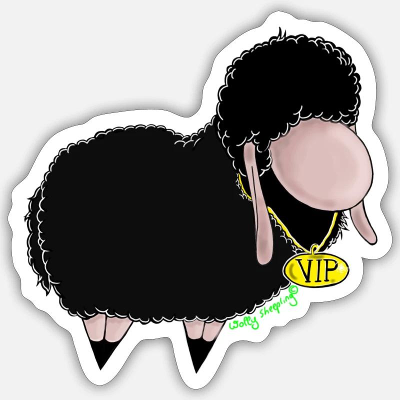 Black Sheep VIP-Schaf Wolly Sheepling Gaming - Sticker Größe S (10 x 10 cm) - Mattweiß