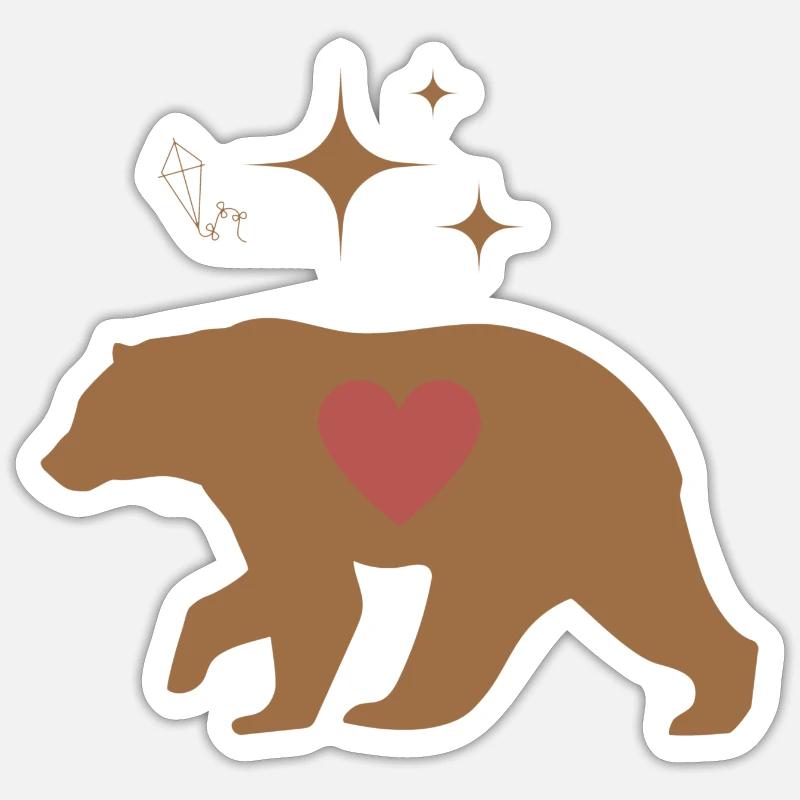 Ourse avec cœur - Sticker taille S (10 x 10 cm) - blanc mat