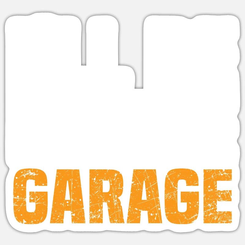 Je serai dans le garage - Sticker taille S (10 x 10 cm) - blanc mat