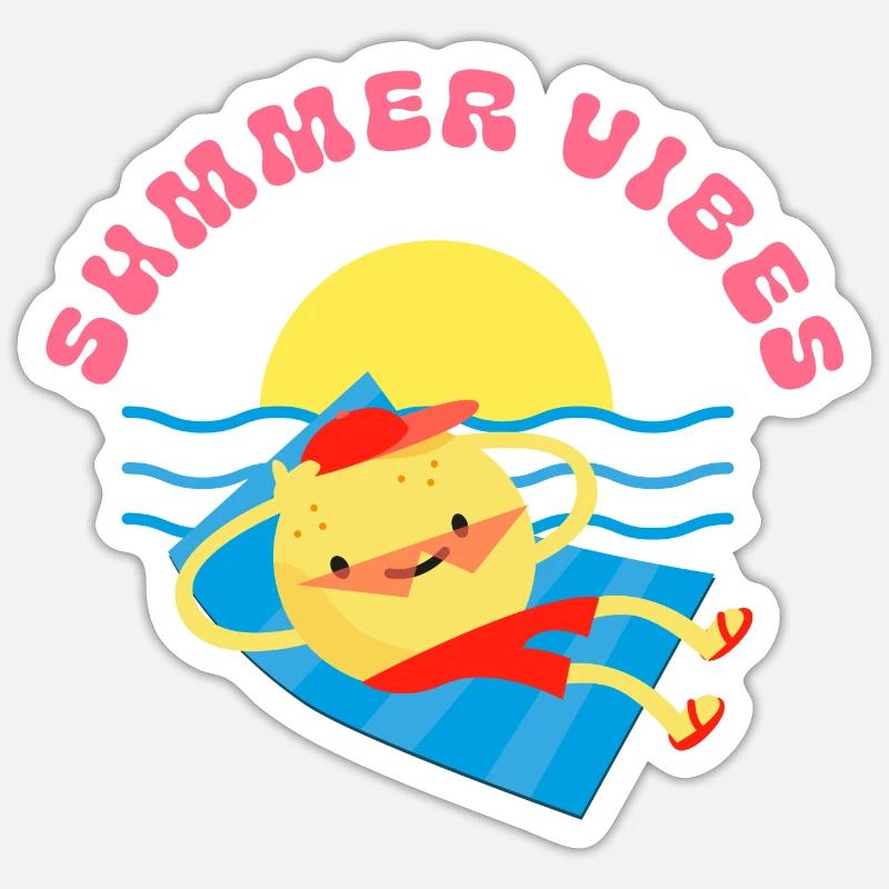 sumer vibes lemon - Sticker Größe S (10 x 10 cm) - Mattweiß