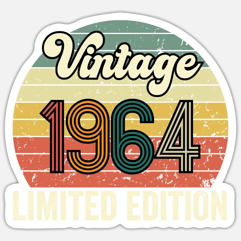 60e anniversaire - Vintage édition limitée 1964 - Sticker taille S (10 x 10 cm) - blanc mat