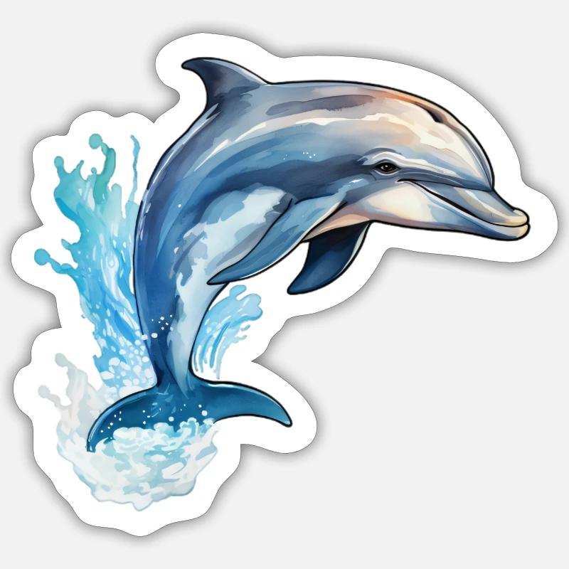 Dolphin jumping - Sticker size S (10 x 10 cm) - white matte