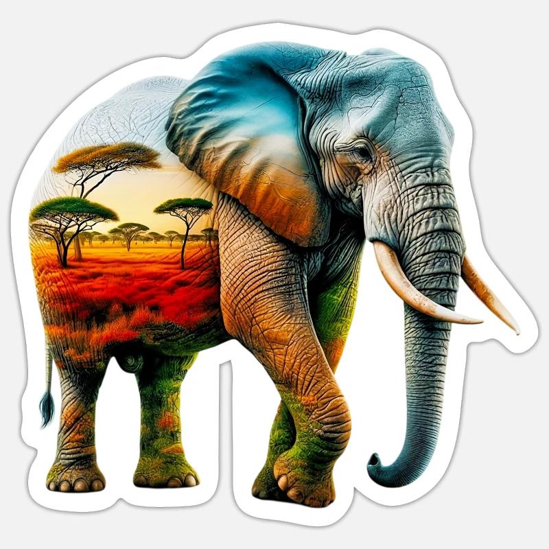 Elefant - Sticker Größe S (10 x 10 cm) - Mattweiß