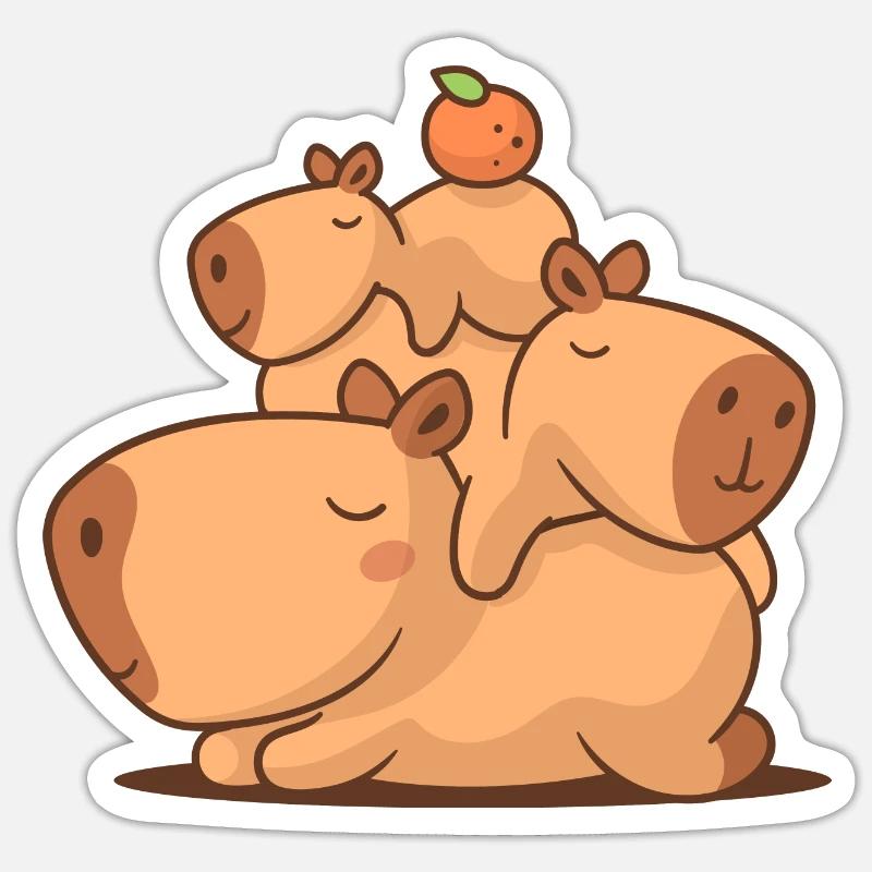 Stack of Capybaras - Sticker size S (10 x 10 cm) - white matte