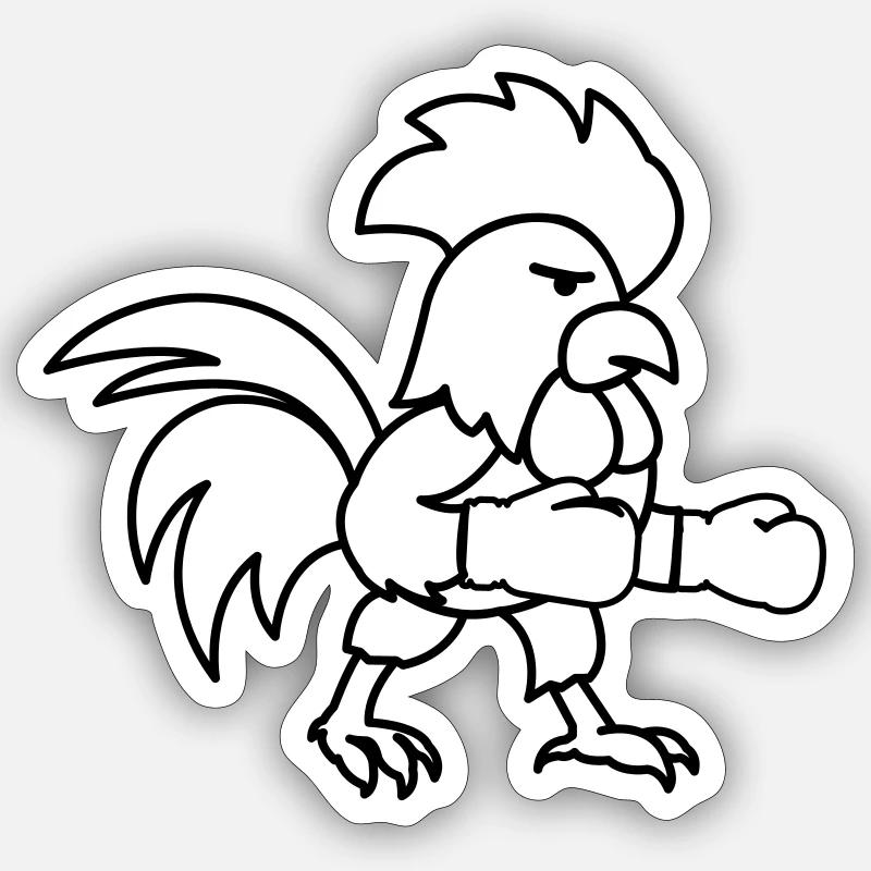 hahn boxer - Sticker Größe S (10 x 10 cm) - Mattweiß
