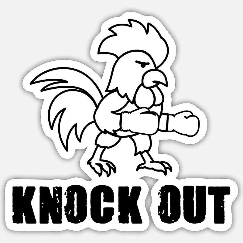 hahn boxer knock out comic Sticker Größe S (10 x 10 cm)