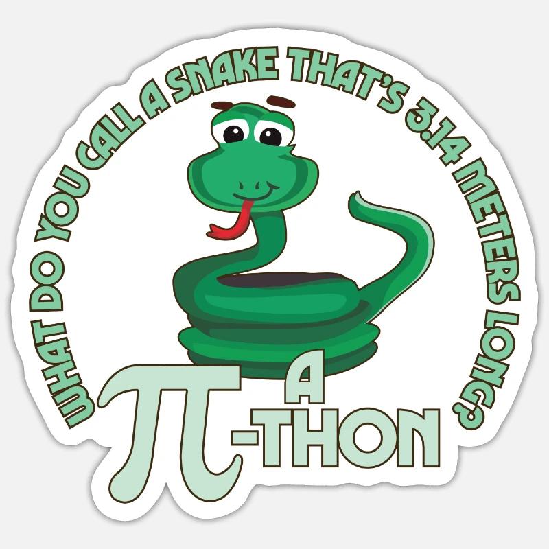 Math Pun Pi-thon Drôle Serpent Mathématiques Meme - Sticker taille S (10 x 10 cm) - blanc mat