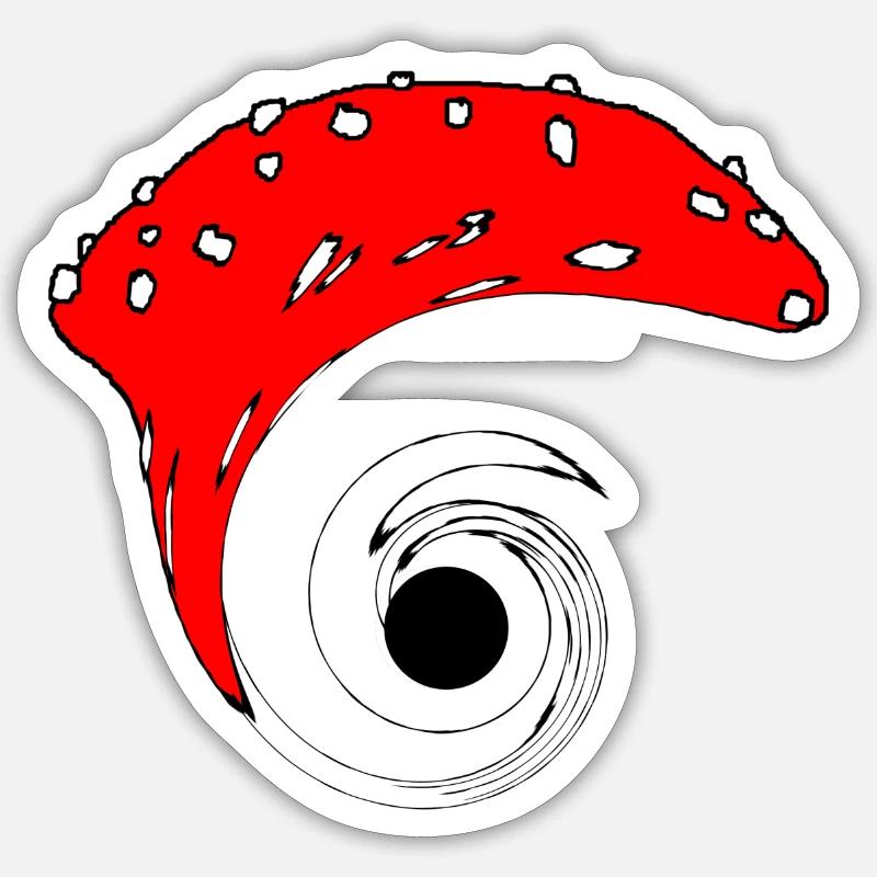 Champignon trou noir - Sticker taille S (10 x 10 cm) - blanc mat