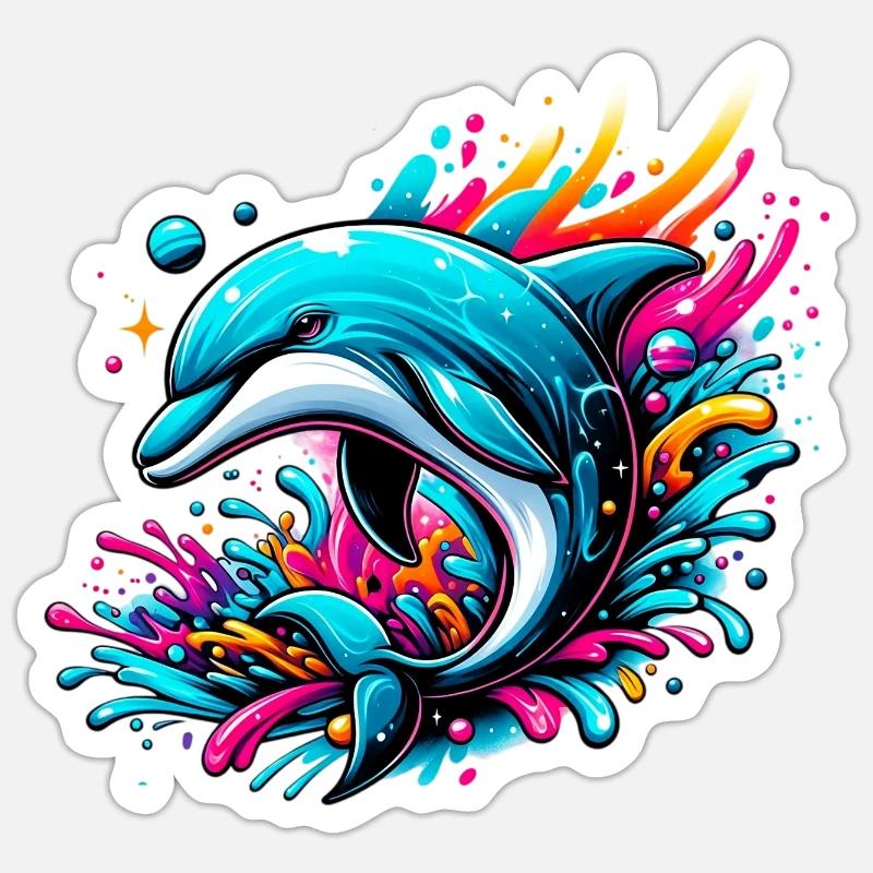 Dauphin - Sticker taille S (10 x 10 cm) - blanc mat