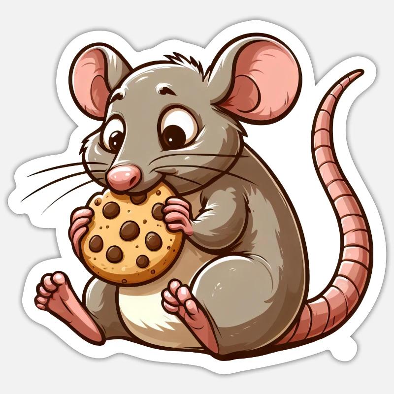 Biscuit mignon à grignoter la souris - Sticker taille S (10 x 10 cm) - blanc mat