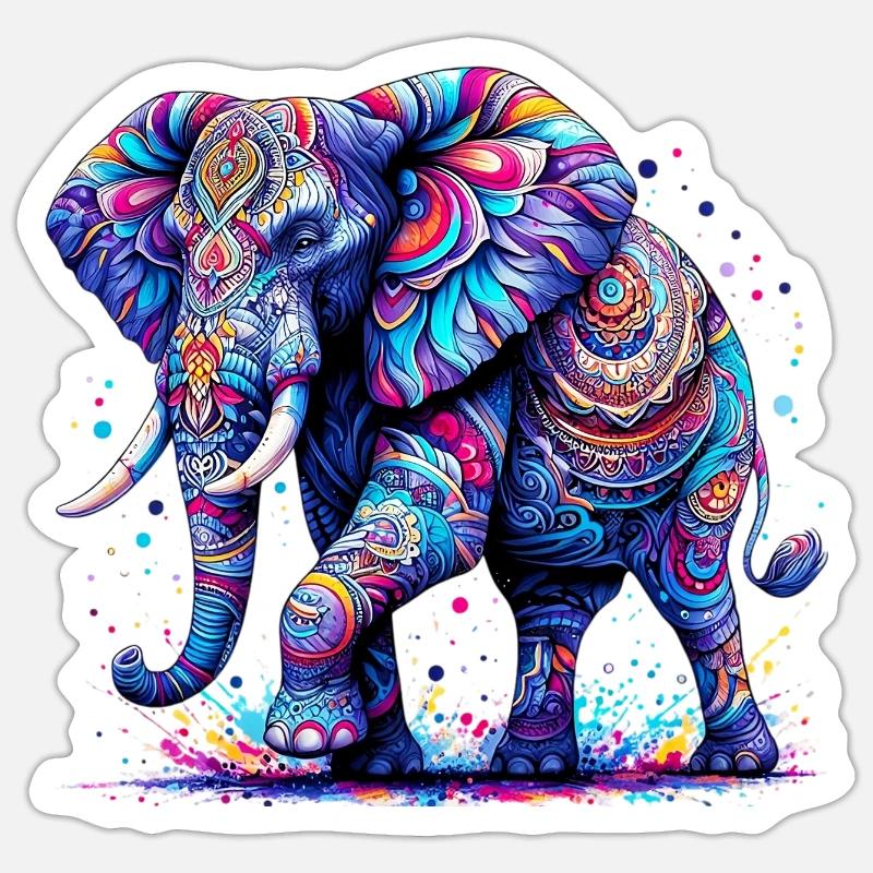 Elefant - Sticker Größe S (10 x 10 cm) - Mattweiß