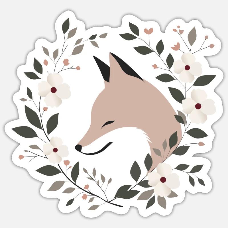 Fuchs mit Blumen Sticker Größe S (10 x 10 cm)