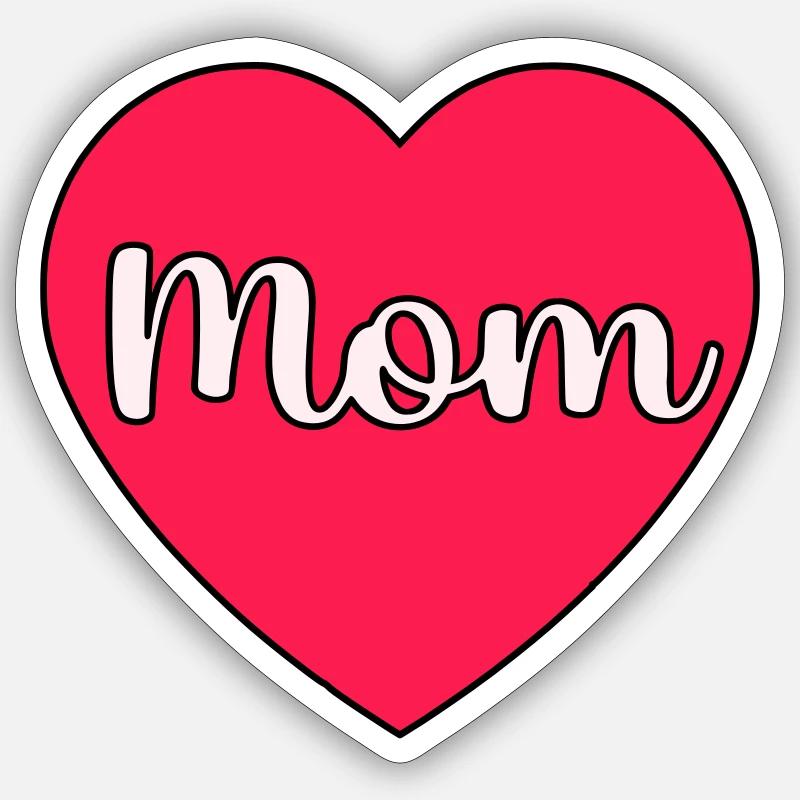 Coeur de maman - Sticker taille S (10 x 10 cm) - blanc mat