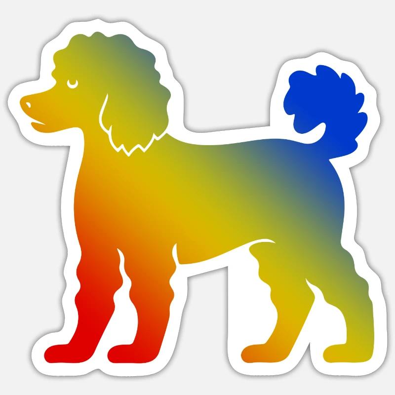 Poodle Hund Bunt - Sticker Größe S (10 x 10 cm) - Mattweiß