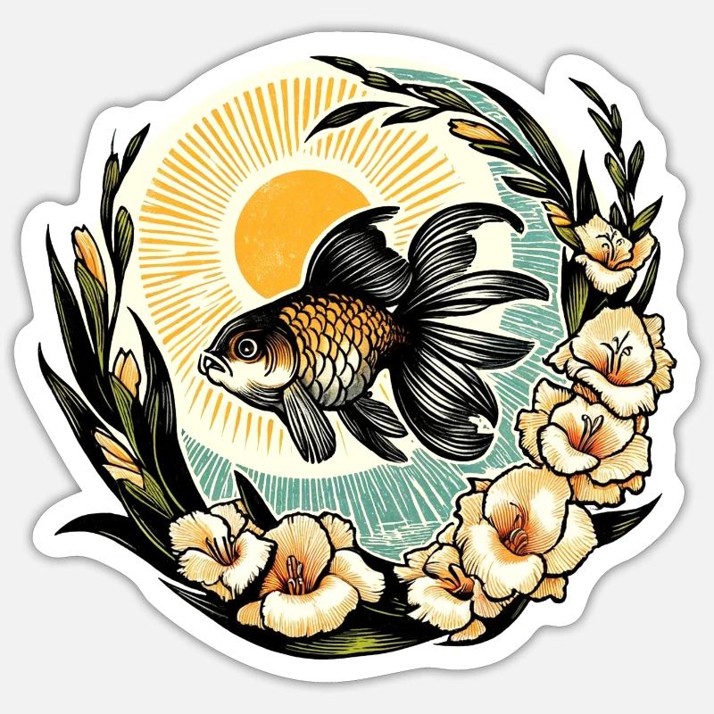 Fancy Oranda Goldfish - Sticker size S (10 x 10 cm) - white matte