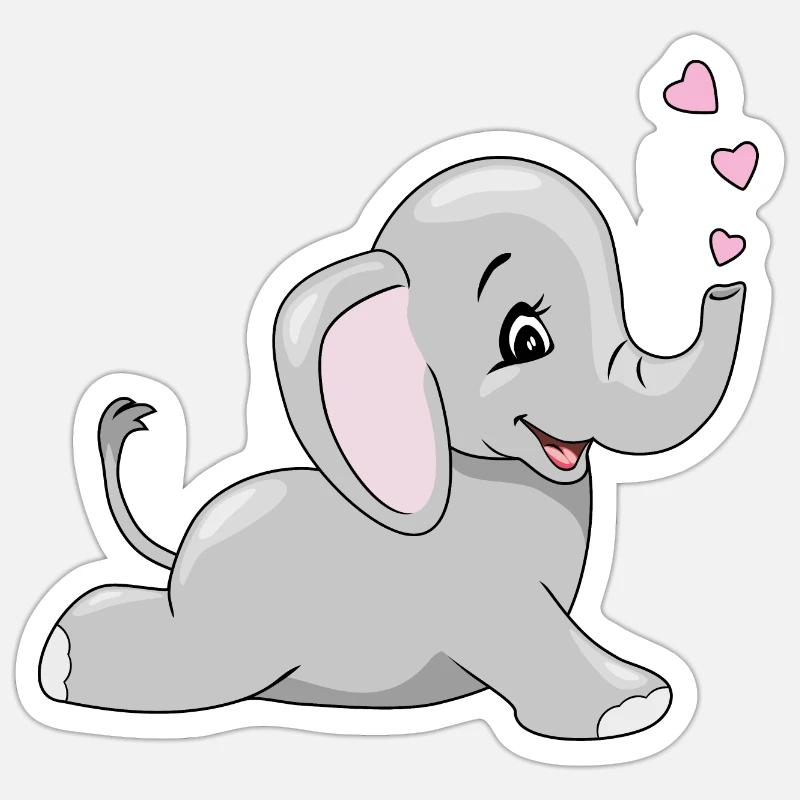 Couché heureux bébé éléphant Sticker taille S (10 x 10 cm)
