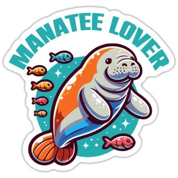 Seekuh mit vielen bunten Fischen - Sticker Größe S (10 x 10 cm) - Mattweiß - Vorne