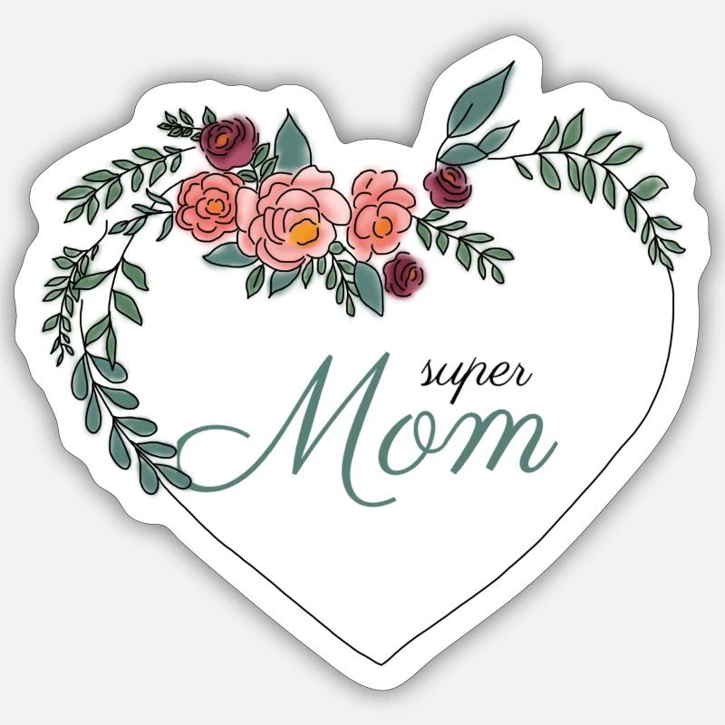 Super Mom Design - Geschenk zum Muttertag - Sticker Größe S (10 x 10 cm) - Mattweiß