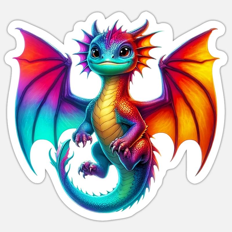 Drache - Sticker Größe S (10 x 10 cm) - Mattweiß