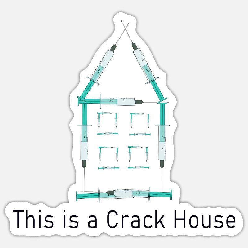 Maison de crack - Sticker taille S (10 x 10 cm) - blanc mat