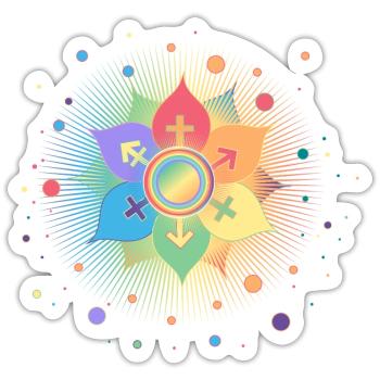 Blossom with Gender Symbols: Pride & Belonging - Sticker size S (10 x 10 cm) - white matte - Front