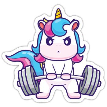 Unicorn Deadlifting - Magical Strength Workout - Sticker size S (10 x 10 cm) - white matte - Front