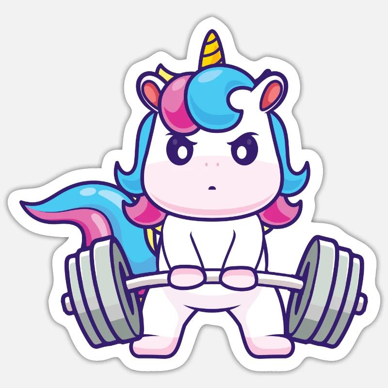 Einhorn Kreuzheben - Magisches Krafttraining Sticker Größe S (10 x 10 cm)