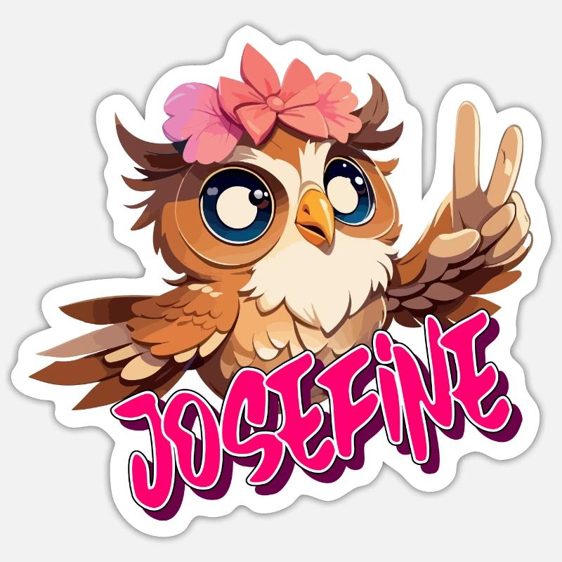 JOSEFINE - Schöner Mädchen Name mit süßer EULE Sticker Größe S (10 x 10 cm)