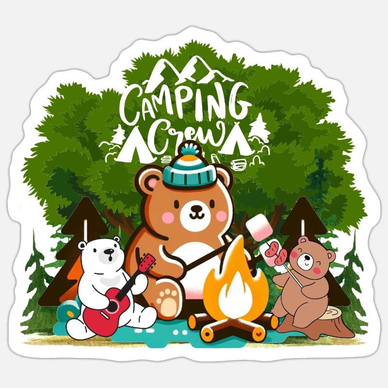 Camping crew - Sticker size S (10 x 10 cm) - white matte