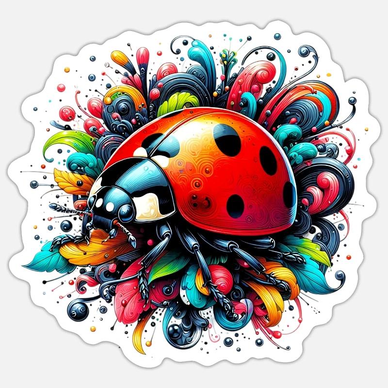 Coccinelle - Sticker taille S (10 x 10 cm) - blanc mat
