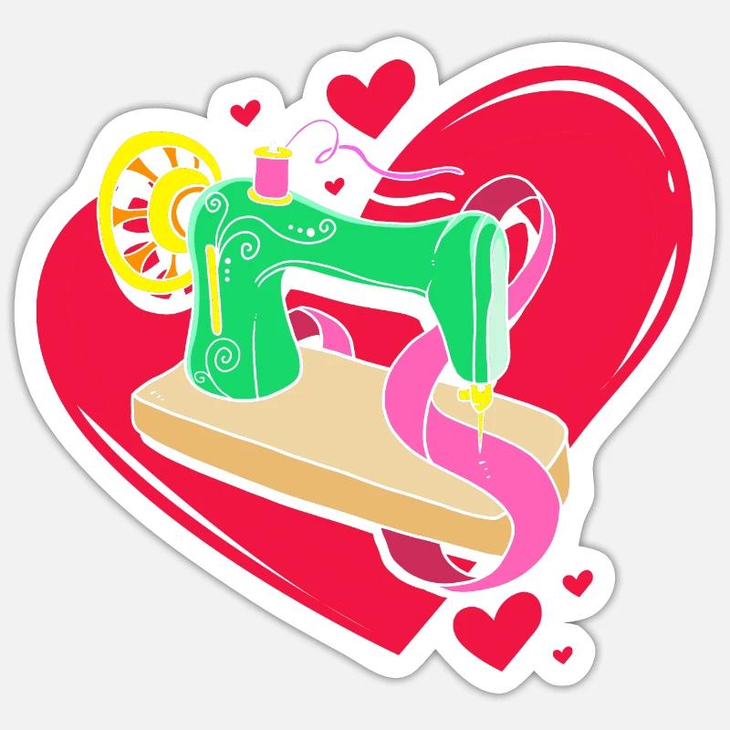 Sewing Machine Seamstress - Sticker size S (10 x 10 cm) - white matte