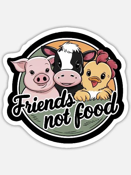 Vegetarier Vegetarierin Vegan Veganer süße Tiere - Sticker Größe S (10 x 10 cm) - Mattweiß