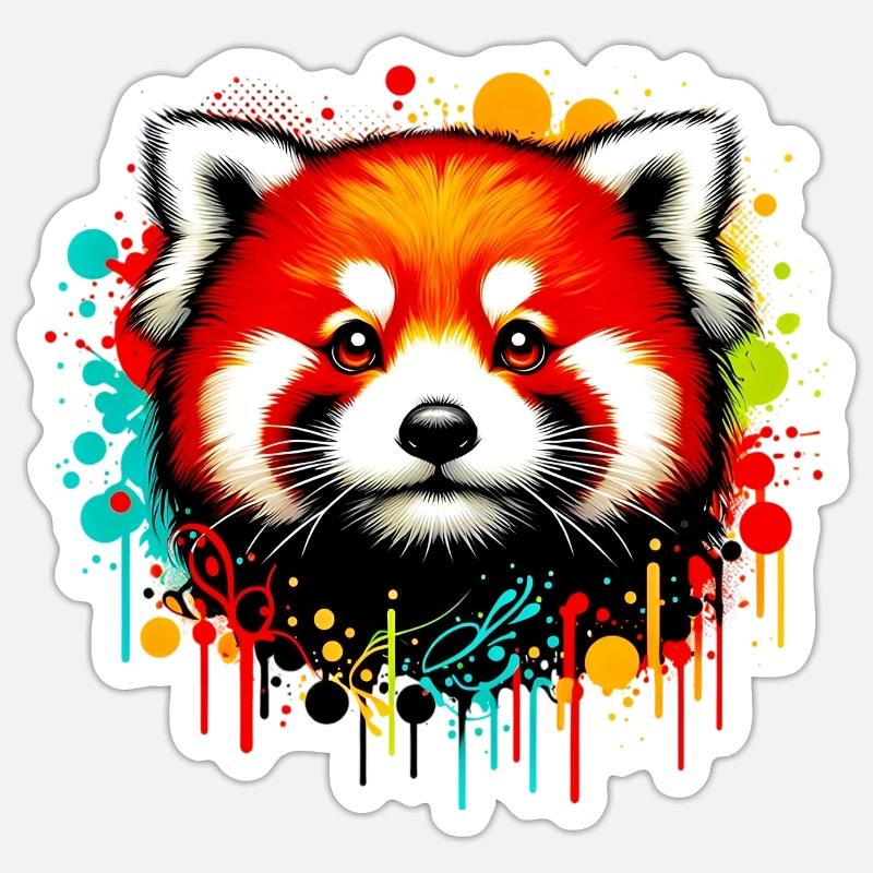 Kleiner Panda - Sticker Größe S (10 x 10 cm) - Mattweiß