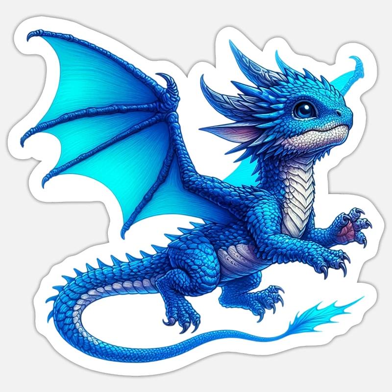 Dragon - Sticker taille S (10 x 10 cm) - blanc mat