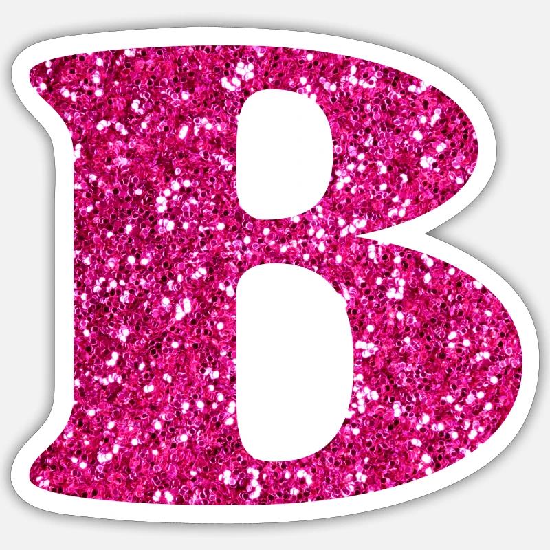 Letter b pink glitter - Sticker size S (10 x 10 cm) - white matte