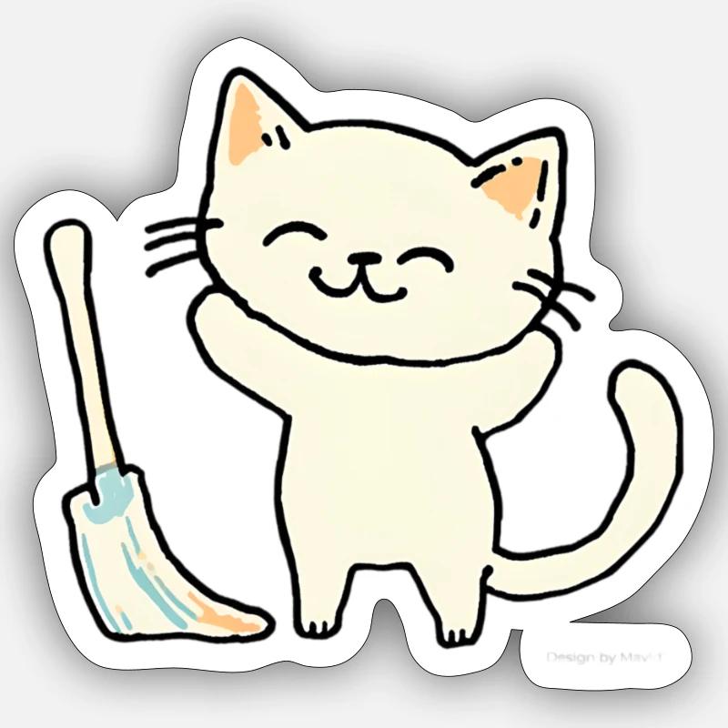 Katze - Sticker Größe S (10 x 10 cm) - Mattweiß