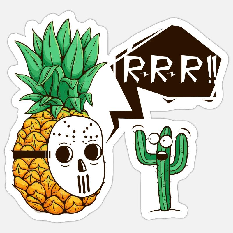 Ananas und witz - Sticker Größe S (10 x 10 cm) - Mattweiß