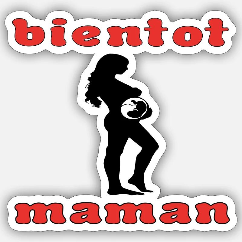 bientot maman 2 - Sticker taille S (10 x 10 cm) - blanc mat