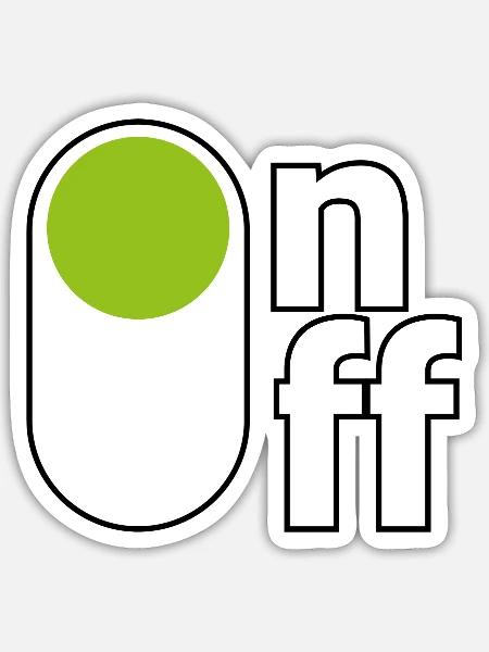 On/off - Sticker Größe S (10 x 10 cm) - Mattweiß