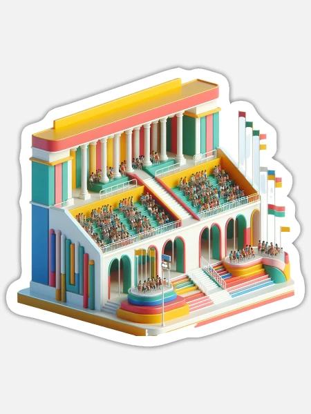 Bunte & Antike Tribüne - Sticker Größe S (10 x 10 cm) - Mattweiß