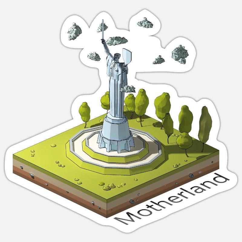 Geometrisches Low-Poly Das Mutterland ruft - Sticker Größe S (10 x 10 cm) - Mattweiß