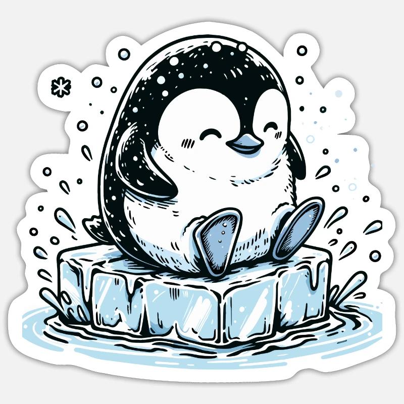 Pingouin - Sticker taille S (10 x 10 cm) - blanc mat