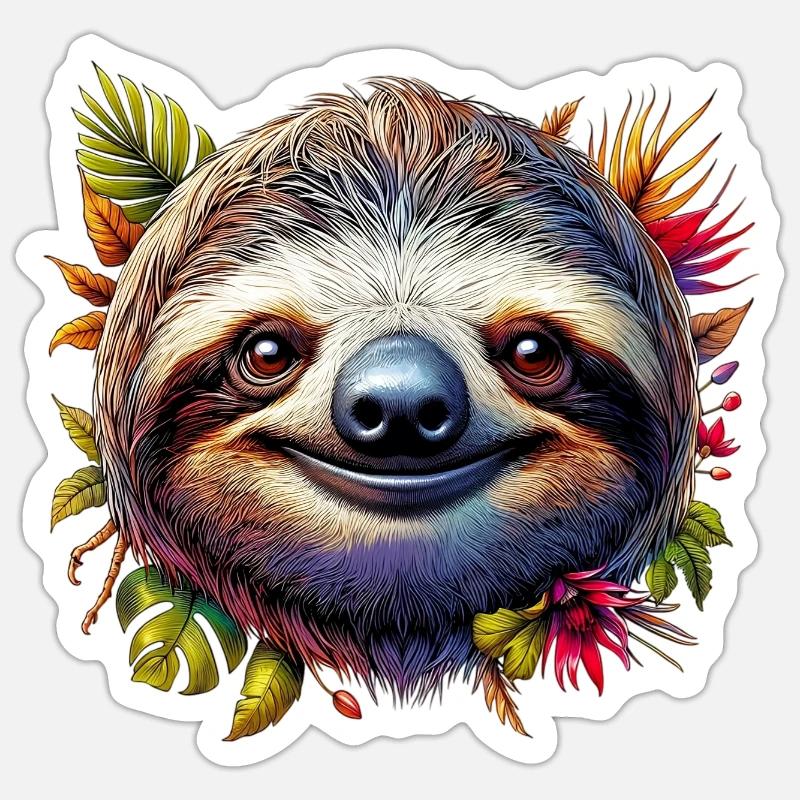Faultier - Sticker Größe S (10 x 10 cm) - Mattweiß