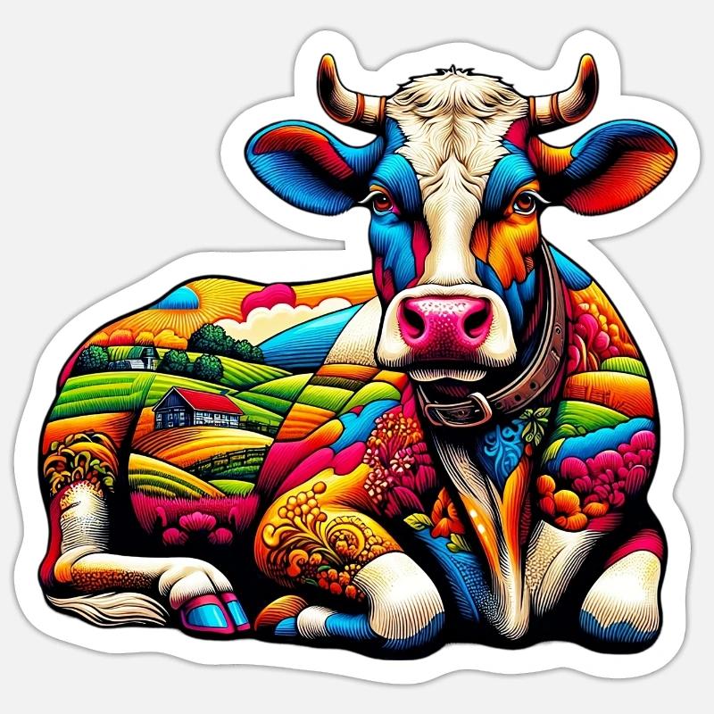 Kuh - Sticker Größe S (10 x 10 cm) - Mattweiß