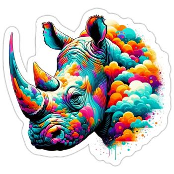 Nashorn - Sticker Größe S (10 x 10 cm) - Mattweiß - Vorne