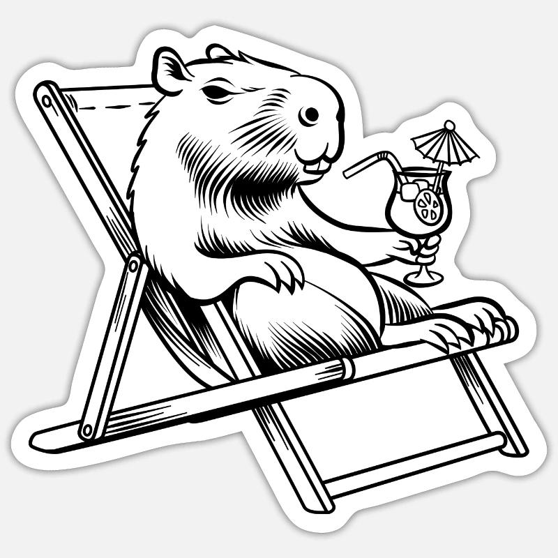 Don't worry be Cappy - Capybara - Urlaub Sticker Größe S (10 x 10 cm)
