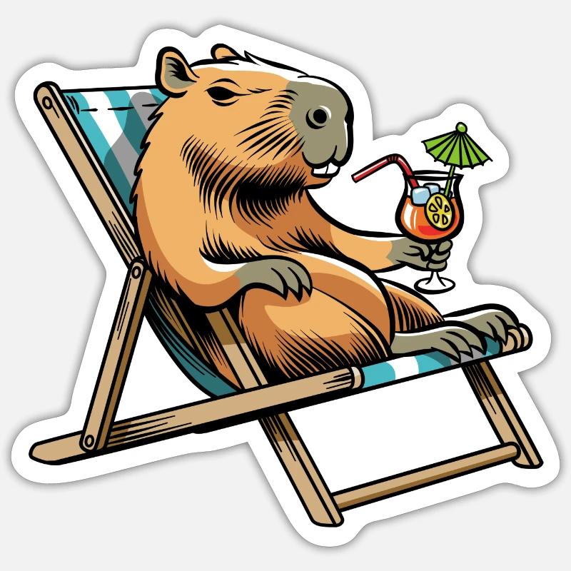 Don't worry be Cappy - Capybara - Urlaub Sticker Größe S (10 x 10 cm)
