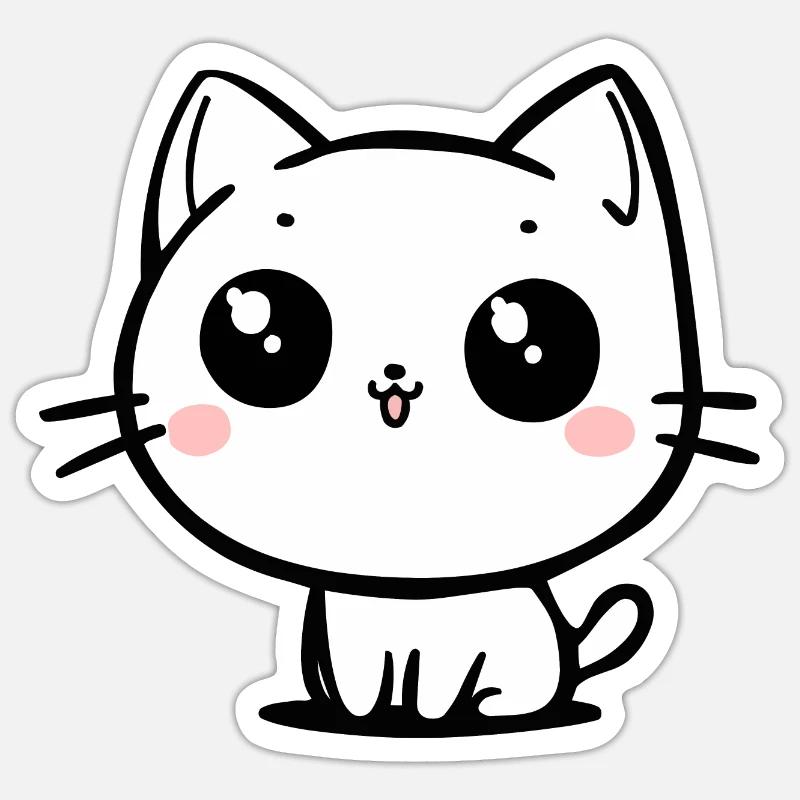 Katze - Sticker Größe S (10 x 10 cm) - Mattweiß