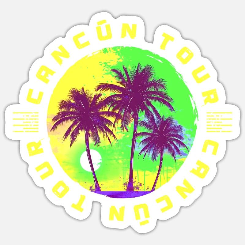 Cancun Tour Palm Trees Vacation - Sticker size S (10 x 10 cm) - white matte