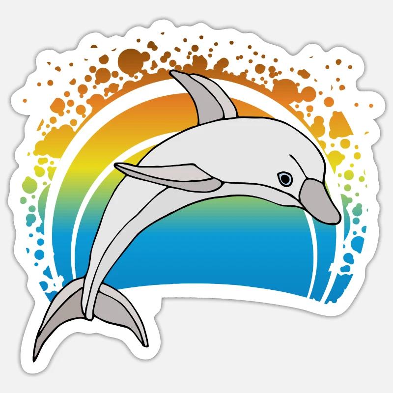 Delfin - Sticker Größe S (10 x 10 cm) - Mattweiß